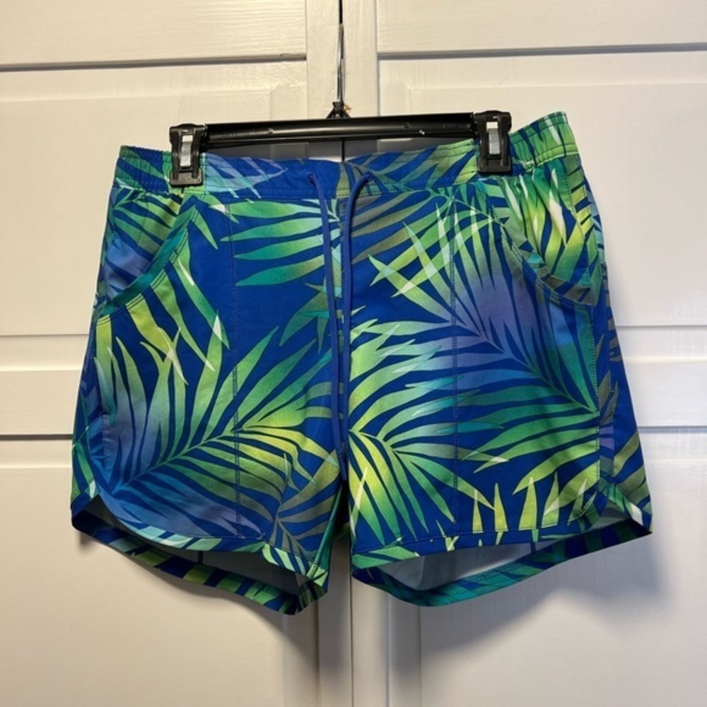 Lands End Sport Tropical Print Swim Shorts Size Women’s 8 Color Blue And Green